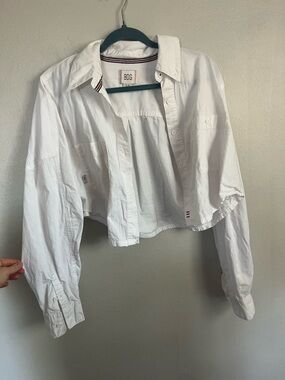 BDG White Button-Up Shirt with Red Accent